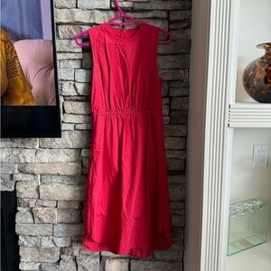 Madewell red cotton midi dress